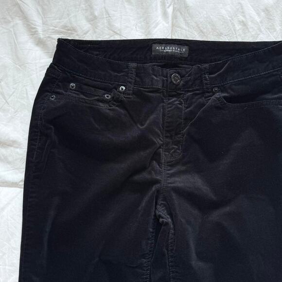 aeropostale Black velour skinny pants sz 8 long emo mall goth scene - Picture 5 of 8